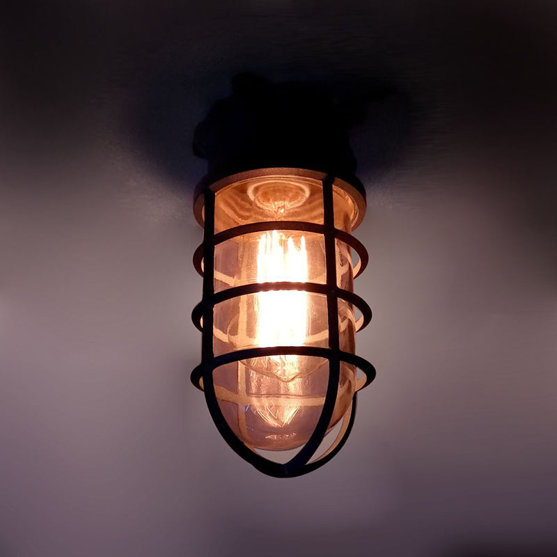 Stylish Industrial Waterproof Aluminum Glass Semi-Flush Ceiling Light for Outdoor Patio
