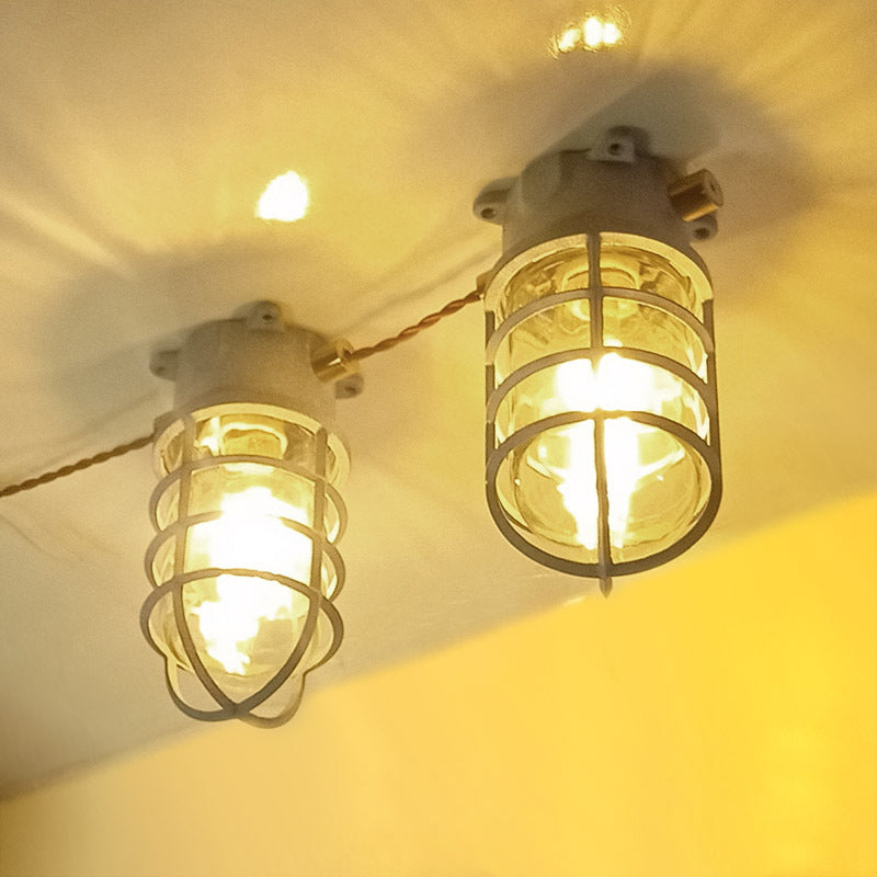 Stylish Industrial Waterproof Aluminum Glass Semi-Flush Ceiling Light for Outdoor Patio