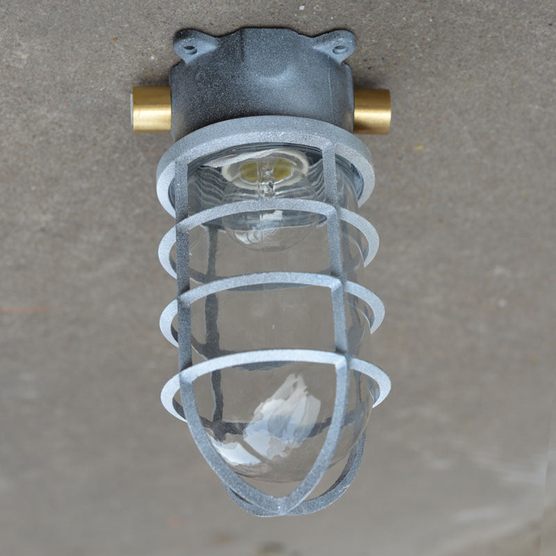 Stylish Industrial Waterproof Aluminum Glass Semi-Flush Ceiling Light for Outdoor Patio
