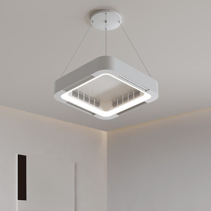 White Acrylic Square LED Ceiling Fan Light Chandelier for Bedrooms