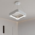 White Acrylic Square LED Ceiling Fan Light Chandelier for Bedrooms