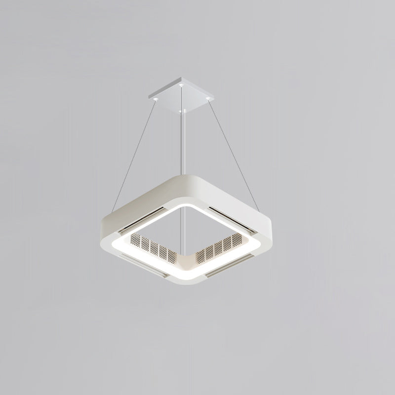 White Acrylic Square LED Ceiling Fan Light Chandelier for Bedrooms