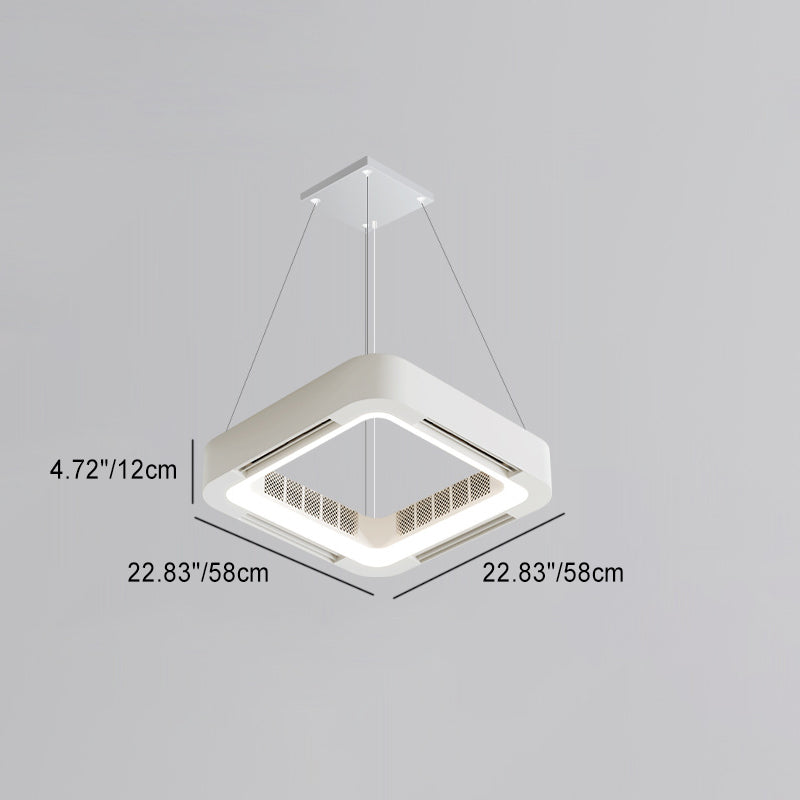 White Acrylic Square LED Ceiling Fan Light Chandelier for Bedrooms