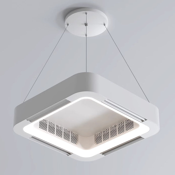 White Acrylic Square LED Ceiling Fan Light Chandelier for Bedrooms