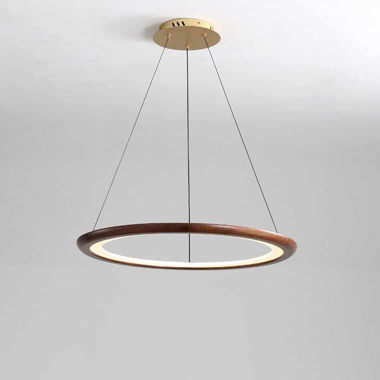 Modern Walnut and Acrylic Adjustable LED Chandelier for Living Room