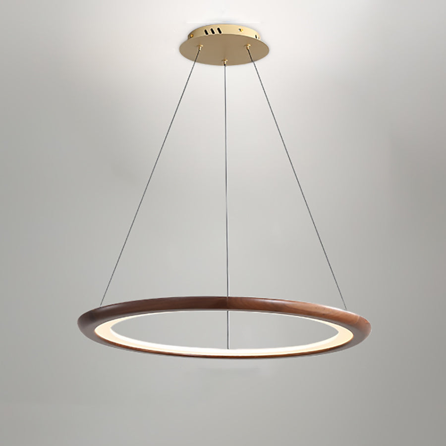 Modern Walnut and Acrylic Adjustable LED Chandelier for Living Room