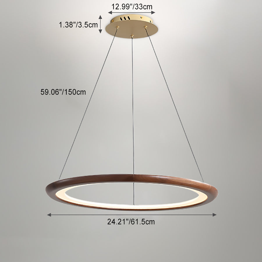Modern Walnut and Acrylic Adjustable LED Chandelier for Living Room
