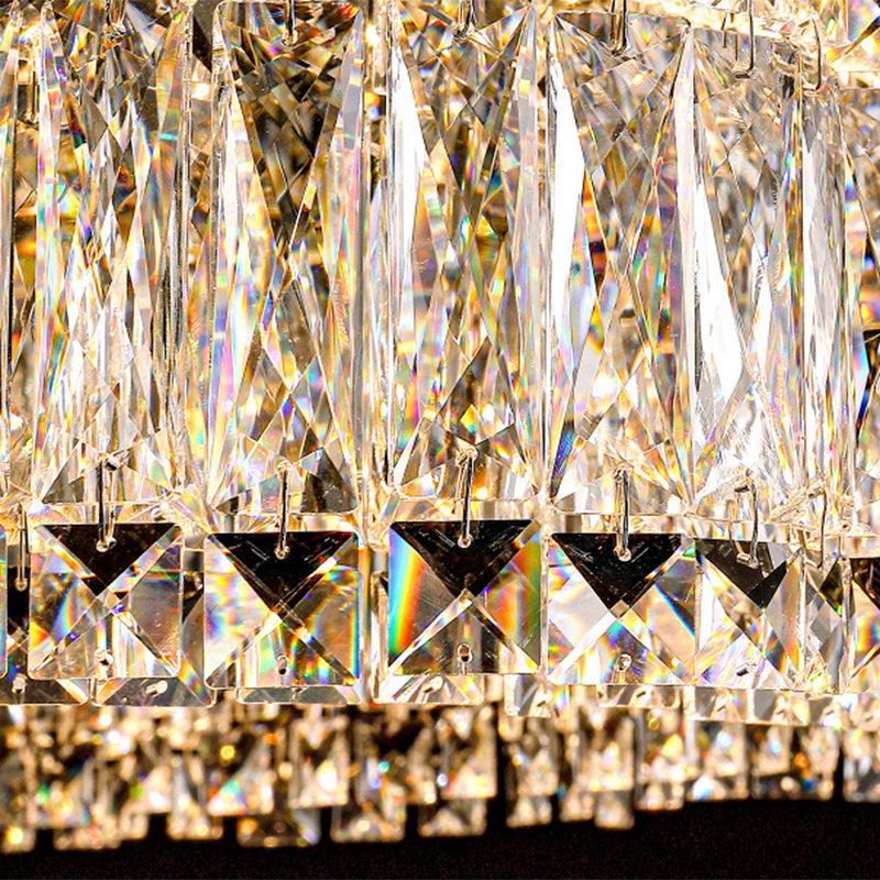 Sleek Stainless Steel Crystal Wave LED Chandelier for Dining Room Island