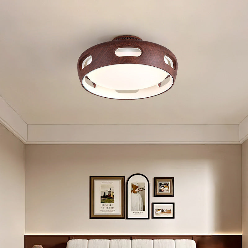 Nordic Bladeless Round Acrylic LED Ceiling Fan Light for Bedroom Decor
