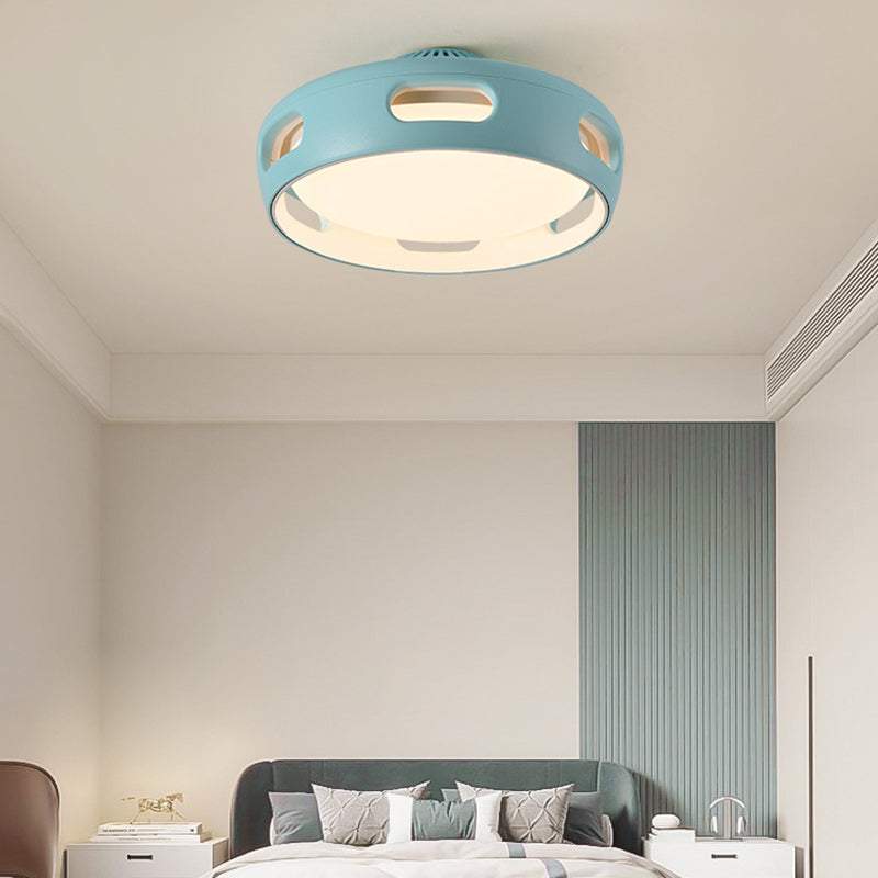 Nordic Bladeless Round Acrylic LED Ceiling Fan Light for Bedroom Decor