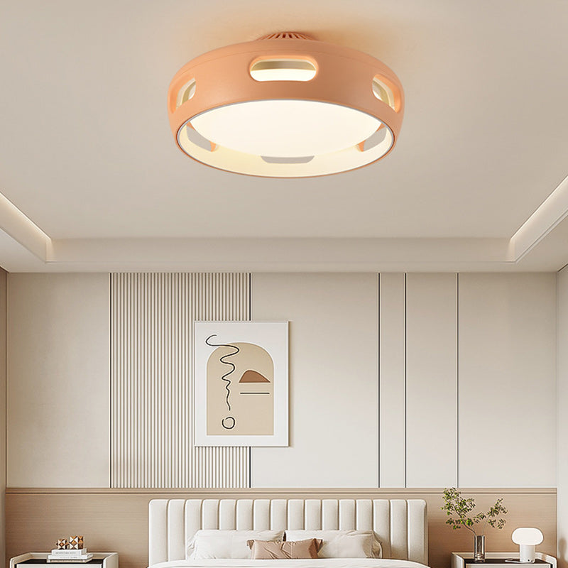 Nordic Bladeless Round Acrylic LED Ceiling Fan Light for Bedroom Decor