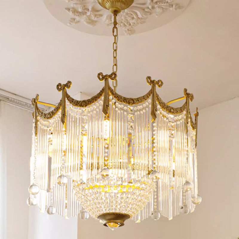 Elegant Brass & Crystal Bow Tie Tassel Chandeliers for Living Room