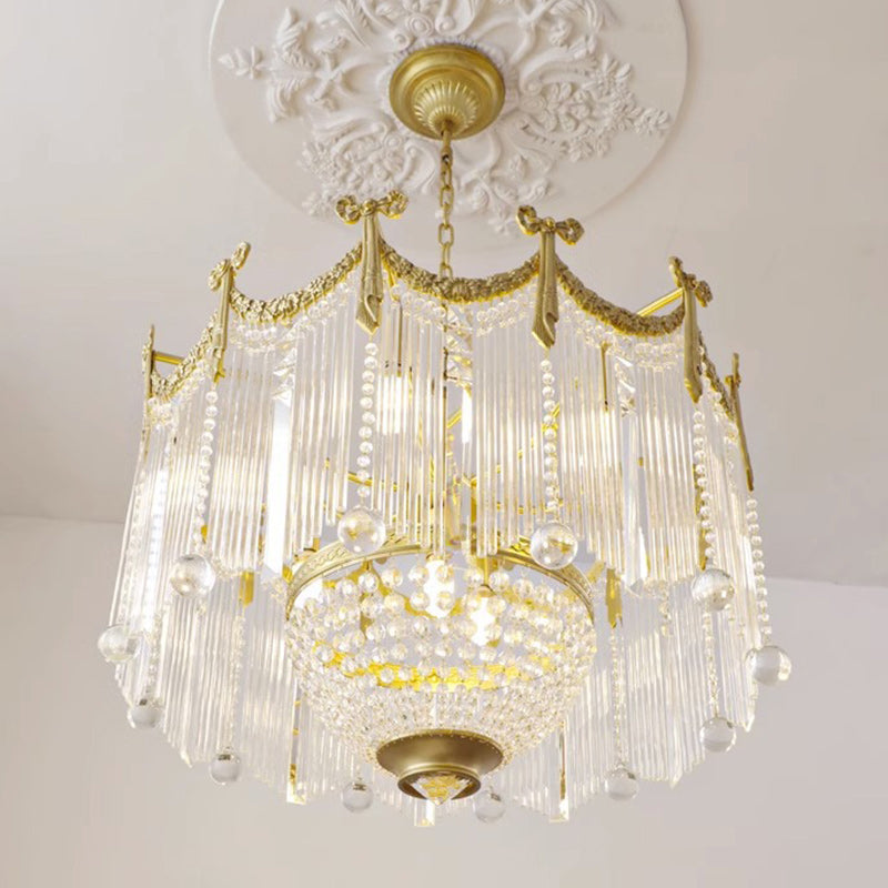 Elegant Brass & Crystal Bow Tie Tassel Chandeliers for Living Room