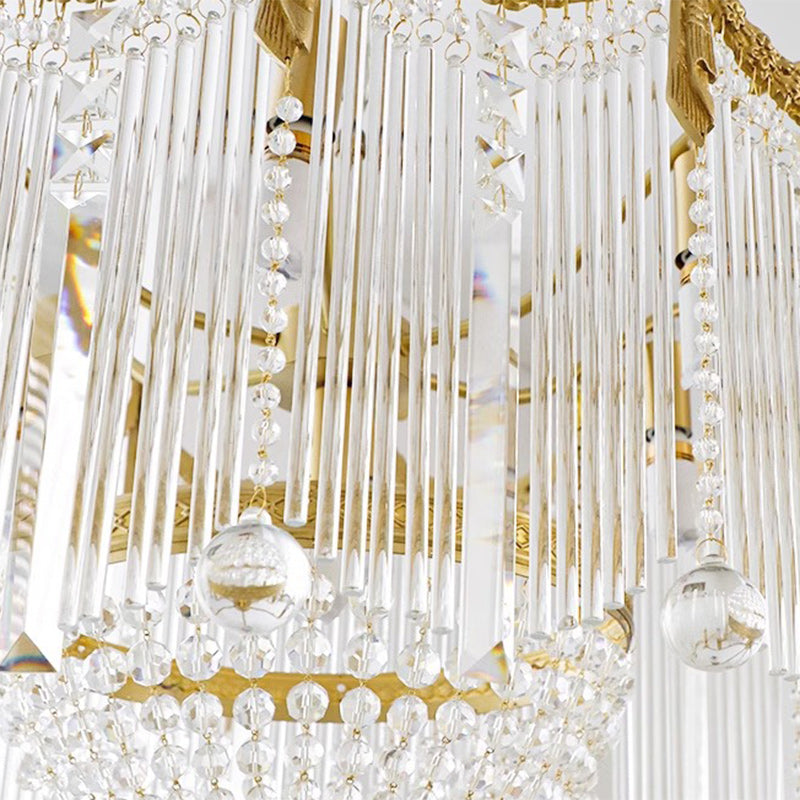Elegant Brass & Crystal Bow Tie Tassel Chandeliers for Living Room