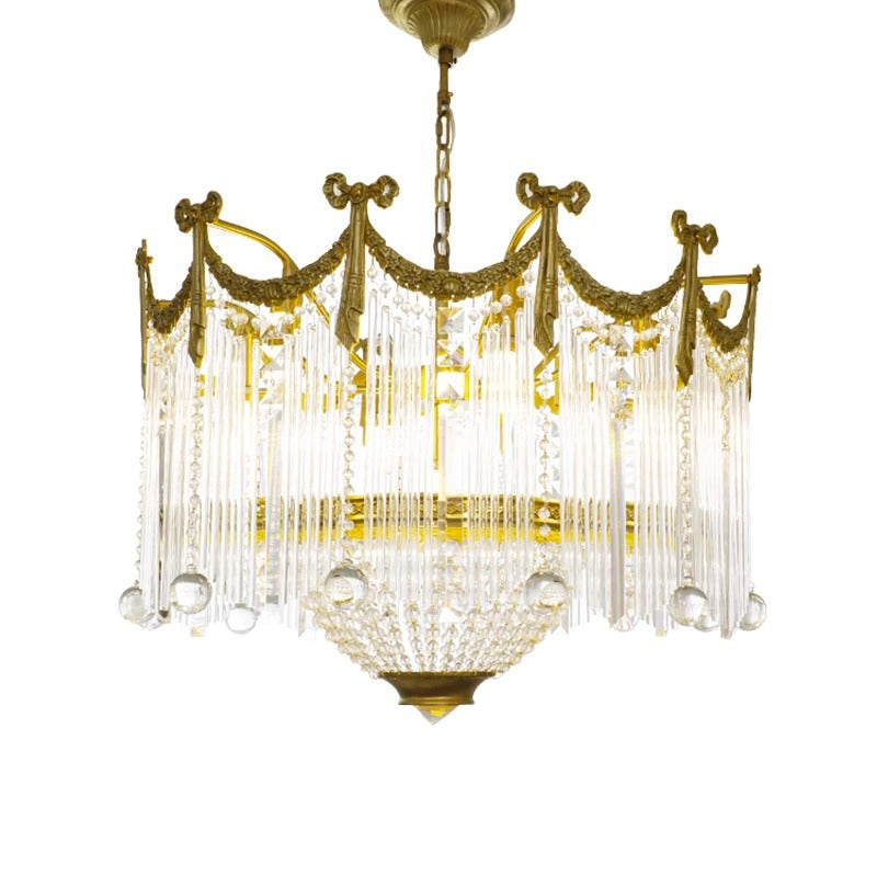 Elegant Brass & Crystal Bow Tie Tassel Chandeliers for Living Room
