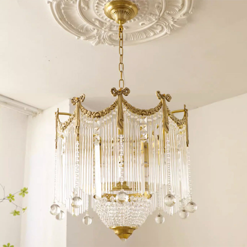 Elegant Brass & Crystal Bow Tie Tassel Chandeliers for Living Room