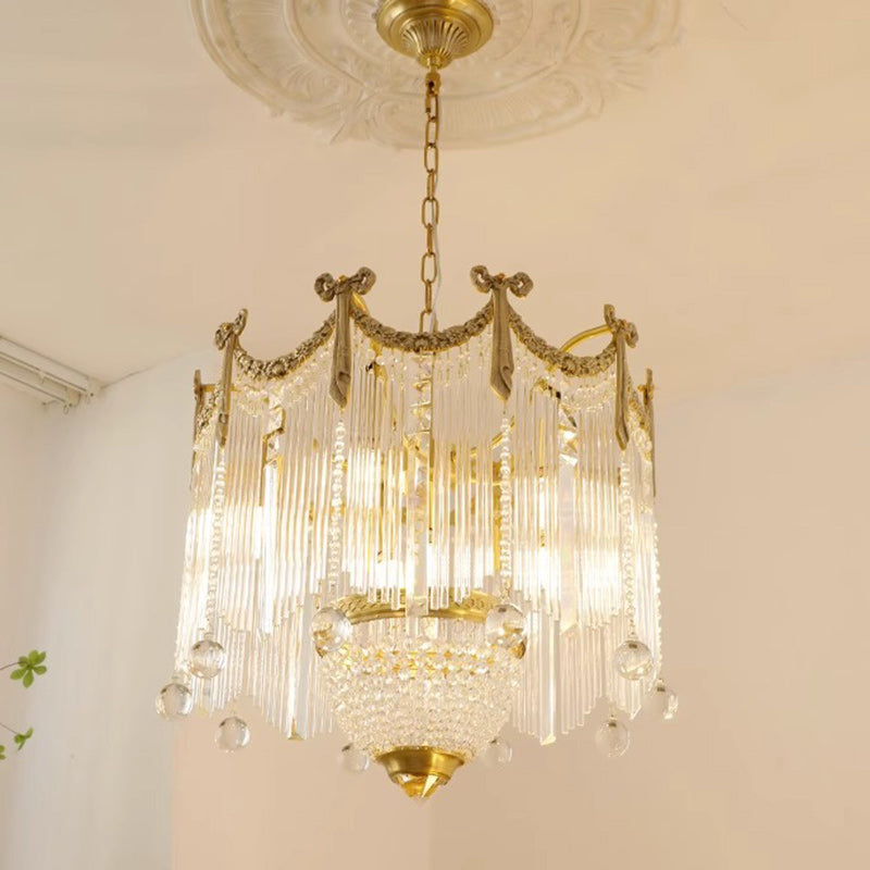 Elegant Brass & Crystal Bow Tie Tassel Chandeliers for Living Room
