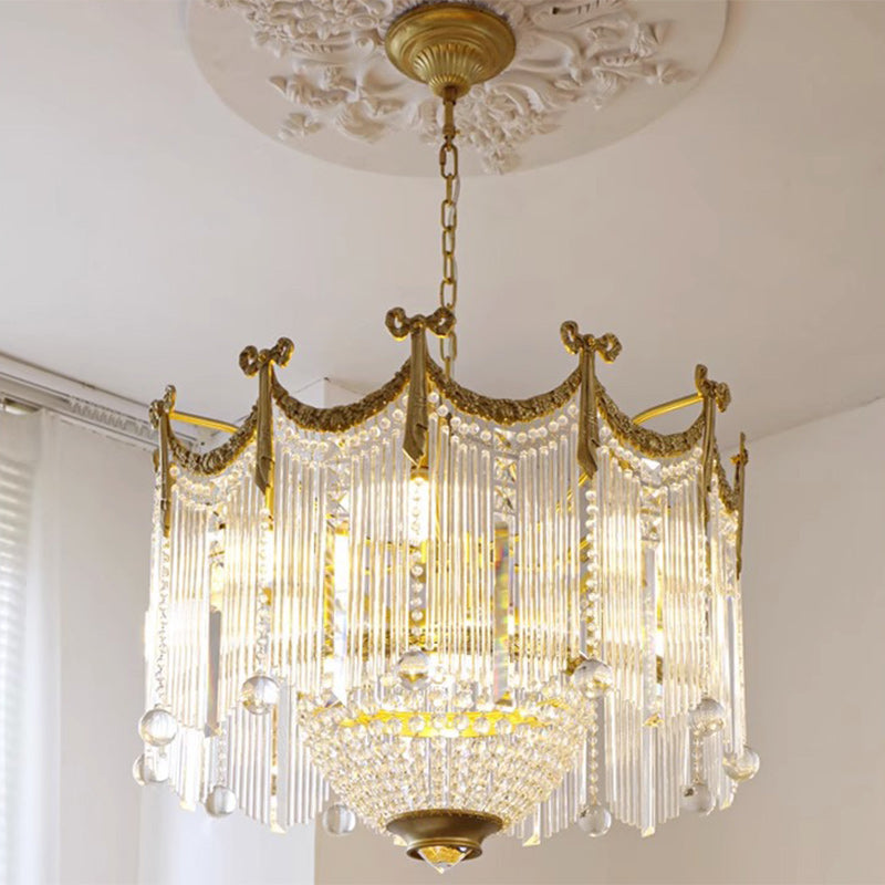 Elegant Brass & Crystal Bow Tie Tassel Chandeliers for Living Room