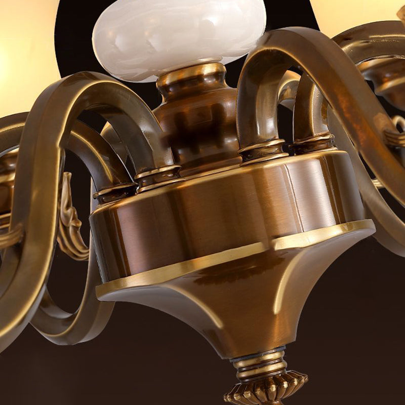 Rustic Copper and Glass Column Chandelier for Kitchen or Living Room