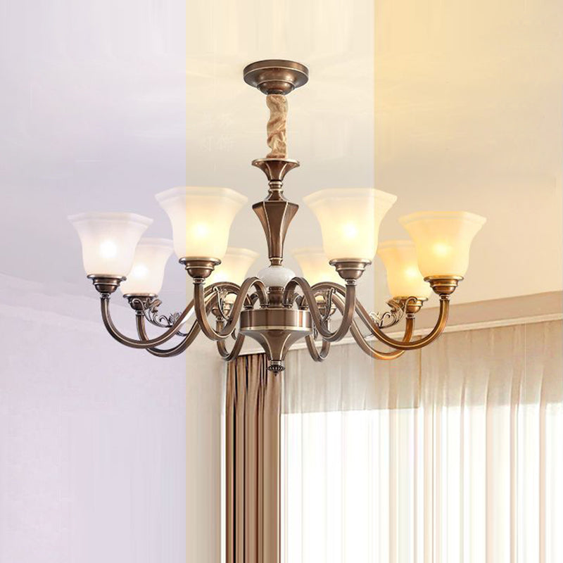 Rustic Copper and Glass Column Chandelier for Kitchen or Living Room