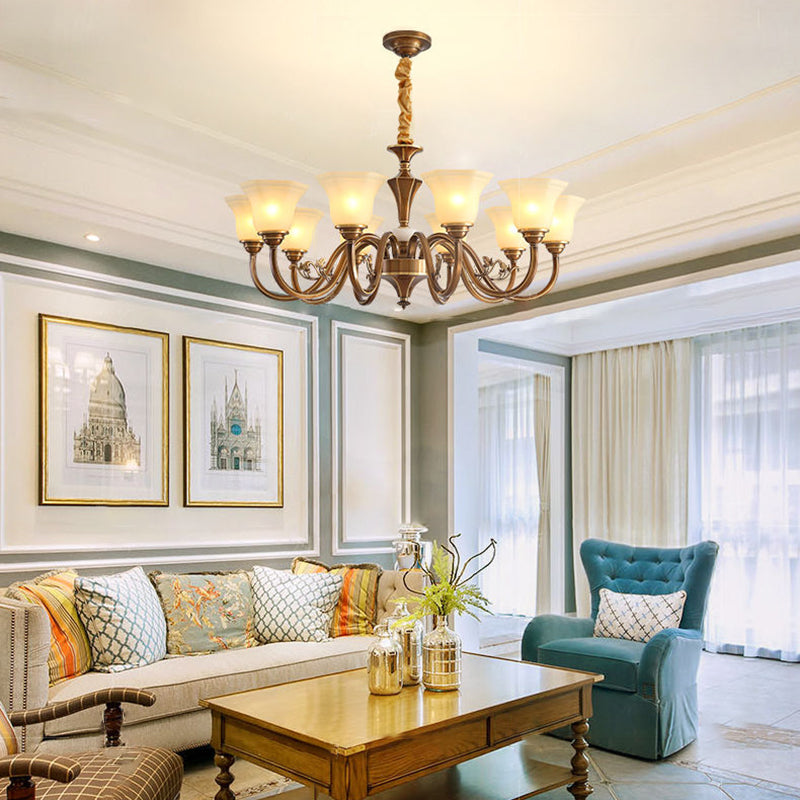 Rustic Copper and Glass Column Chandelier for Kitchen or Living Room