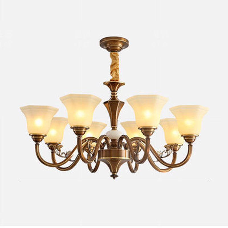 Rustic Copper and Glass Column Chandelier for Kitchen or Living Room