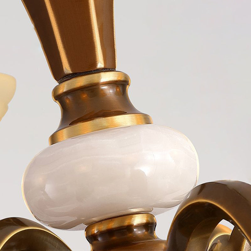 Rustic Copper and Glass Column Chandelier for Kitchen or Living Room