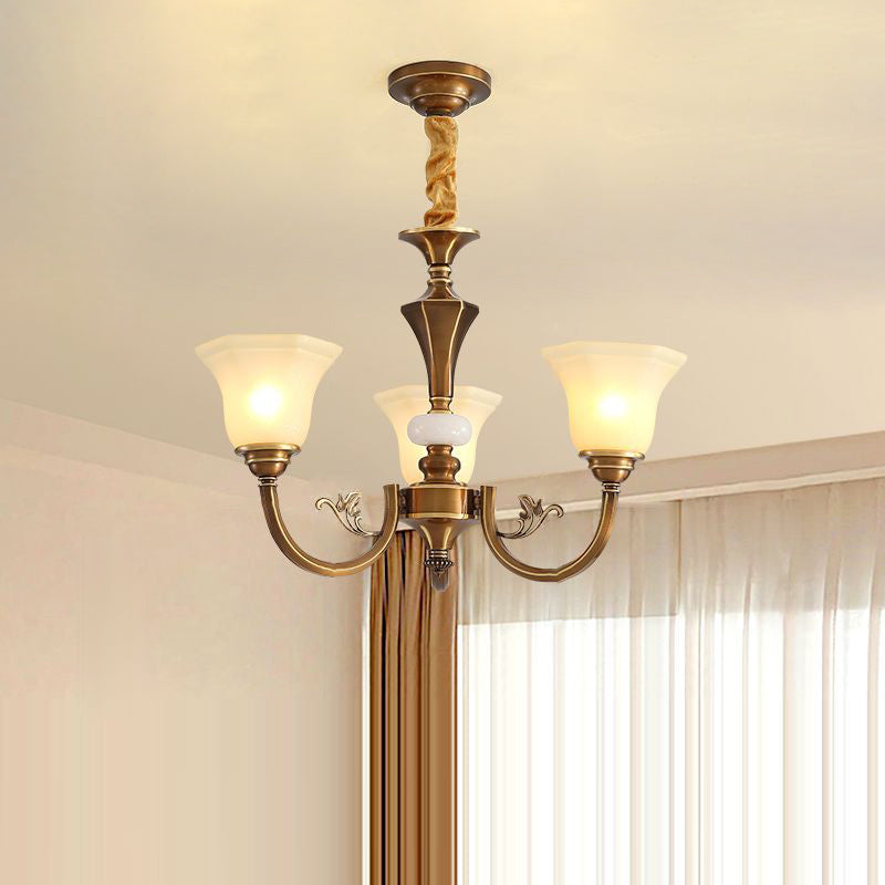 Rustic Copper and Glass Column Chandelier for Kitchen or Living Room