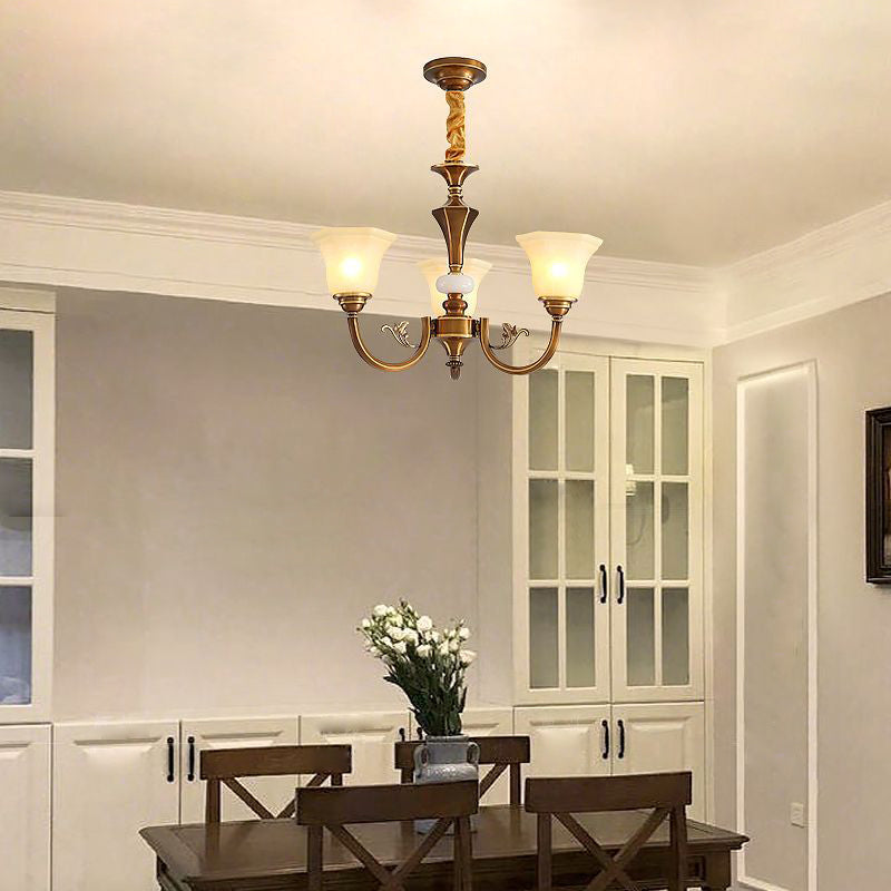 Rustic Copper and Glass Column Chandelier for Kitchen or Living Room
