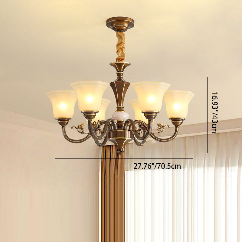 Rustic Copper and Glass Column Chandelier for Kitchen or Living Room