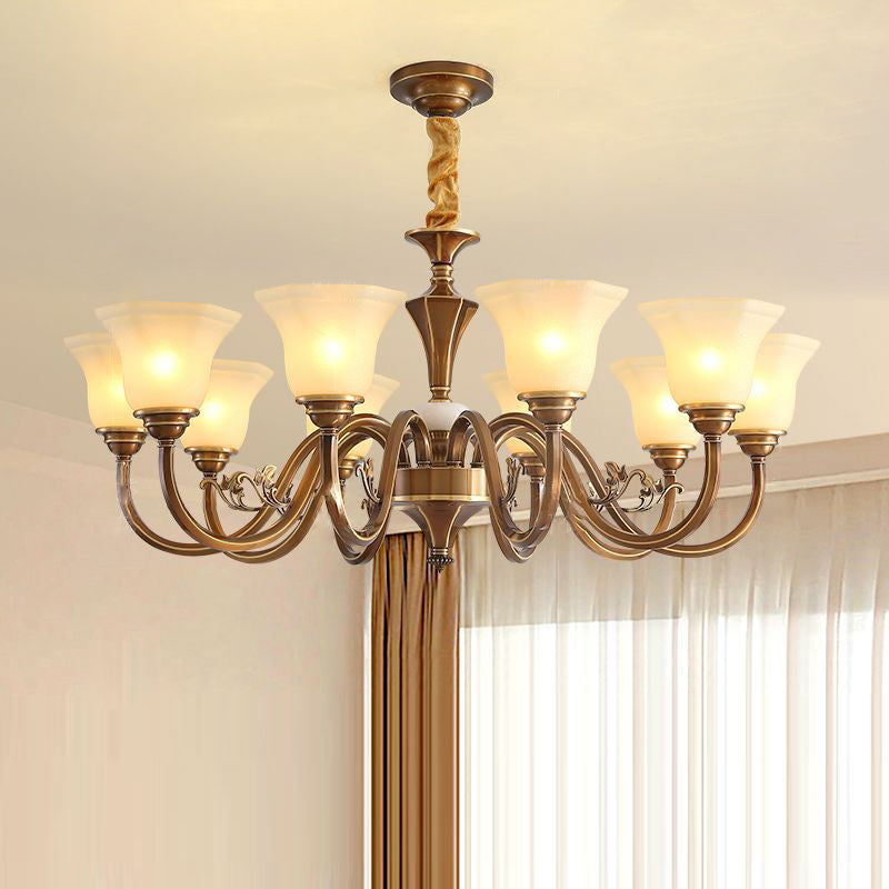Rustic Copper and Glass Column Chandelier for Kitchen or Living Room