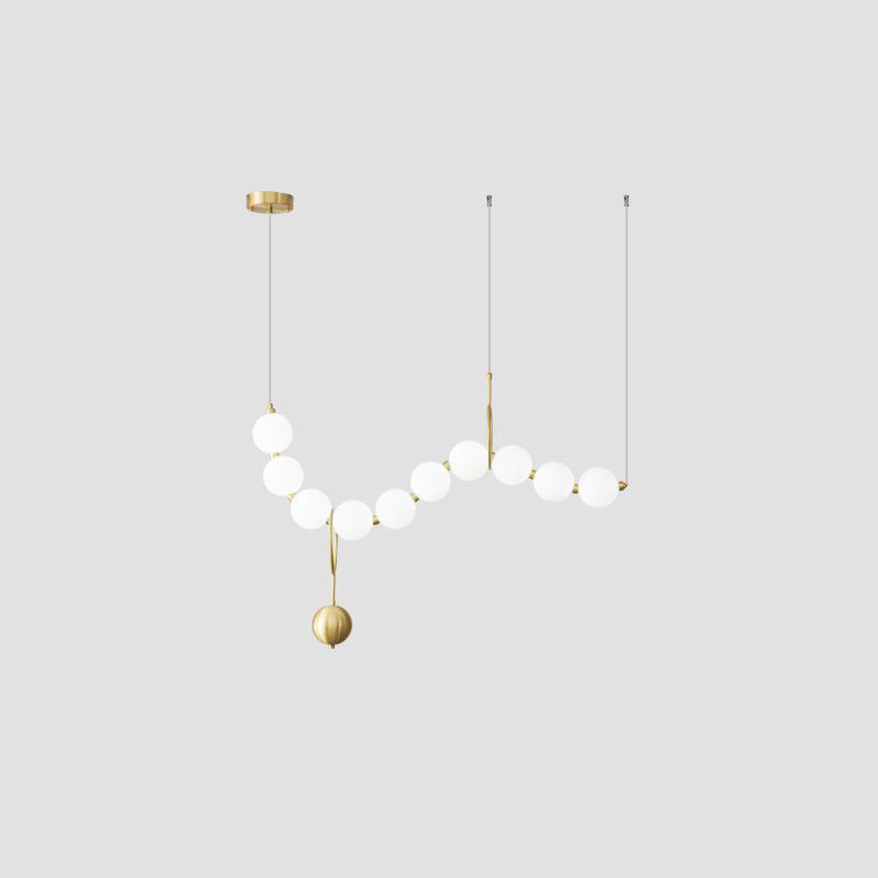 Modern Copper and Acrylic Bead LED Chandelier for Living Room Décor