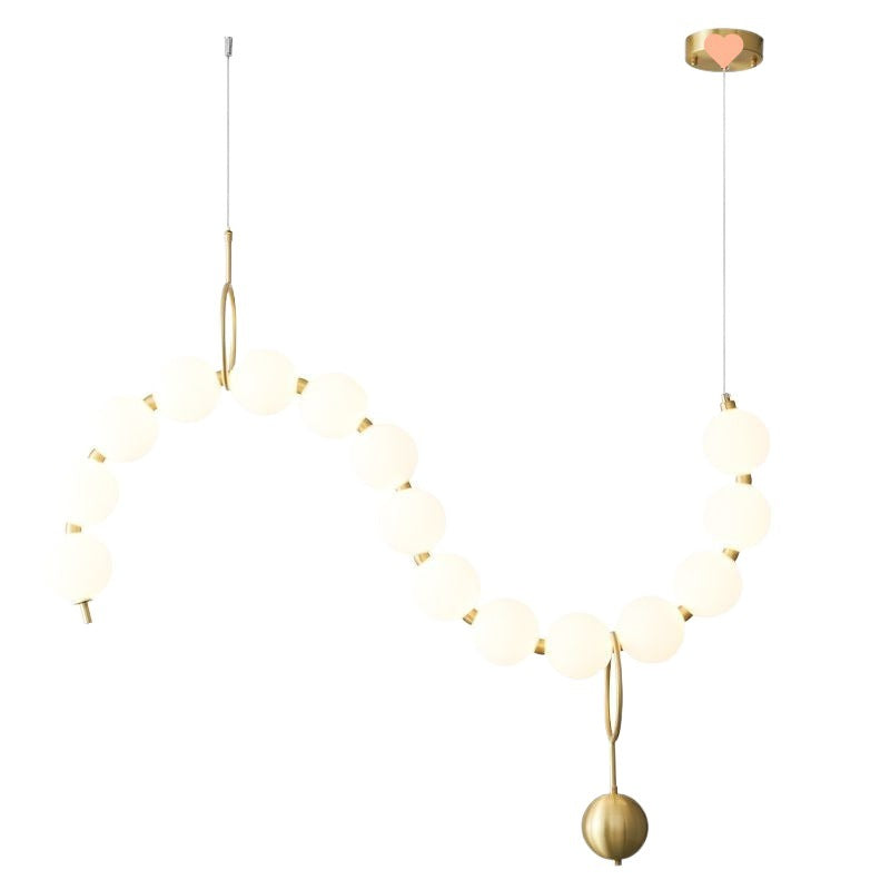 Modern Copper and Acrylic Bead LED Chandelier for Living Room Décor