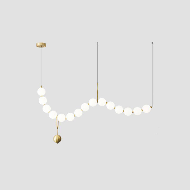 Modern Copper and Acrylic Bead LED Chandelier for Living Room Décor