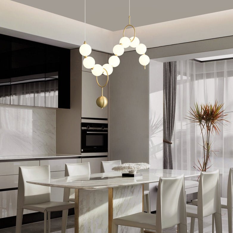 Modern Copper and Acrylic Bead LED Chandelier for Living Room Décor