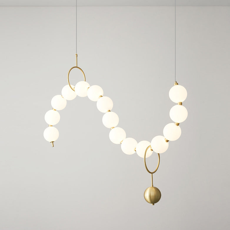 Modern Copper and Acrylic Bead LED Chandelier for Living Room Décor
