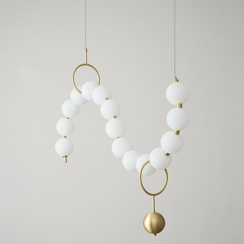 Modern Copper and Acrylic Bead LED Chandelier for Living Room Décor