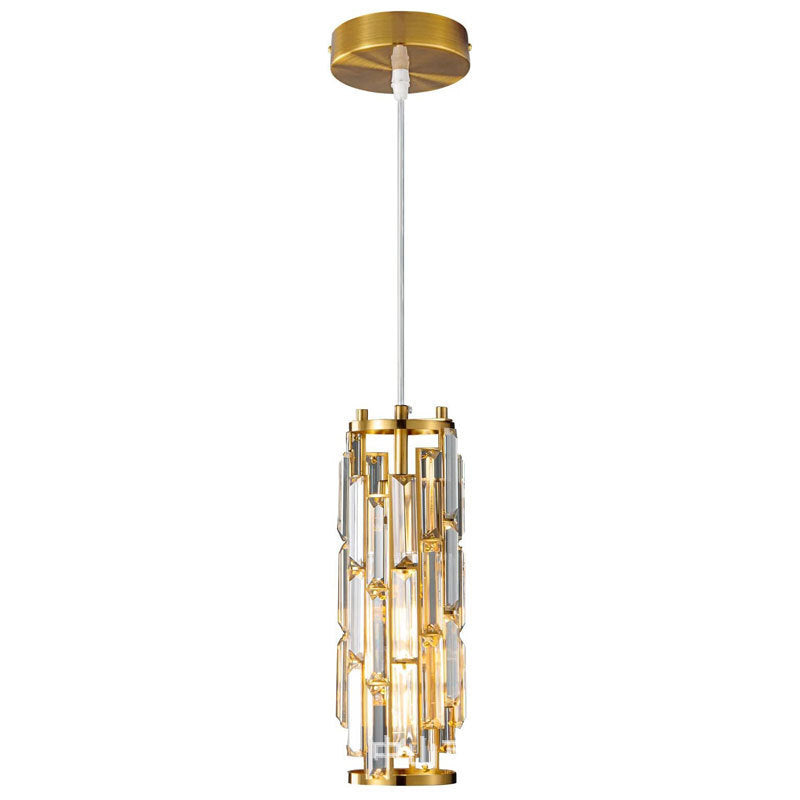 Modern Black Iron Crystal Cylinder Chandelier for Dining Room, 1/3/4 Lights