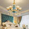 Elegant European Floral Relief Chandelier in Zinc Alloy & Crystal - Living Room