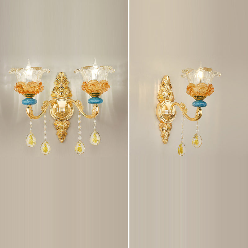 Elegant European Floral Relief Chandelier in Zinc Alloy & Crystal - Living Room