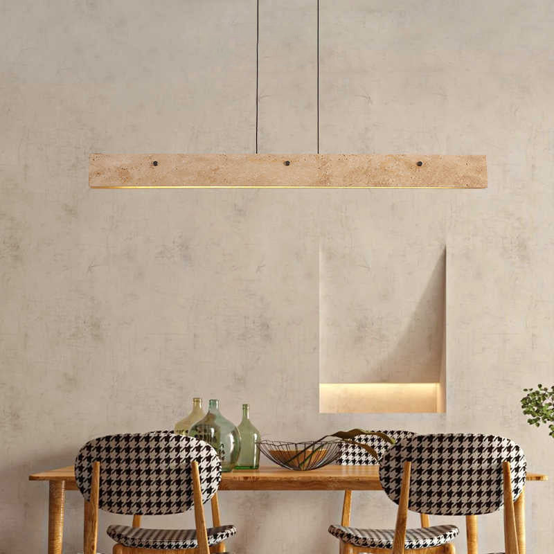 Traditional Japanese Aluminum LED Strip Chandelier for Dining Room