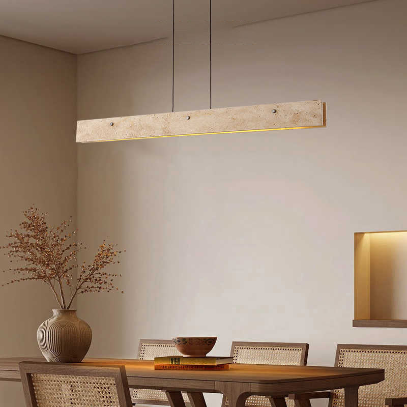 Traditional Japanese Aluminum LED Strip Chandelier for Dining Room