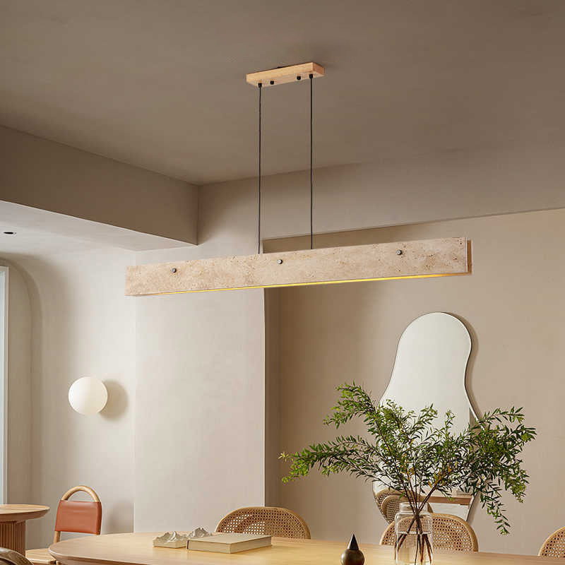 Traditional Japanese Aluminum LED Strip Chandelier for Dining Room