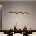 Traditional Japanese Wavey Driftwood LED Chandelier for Dining Room