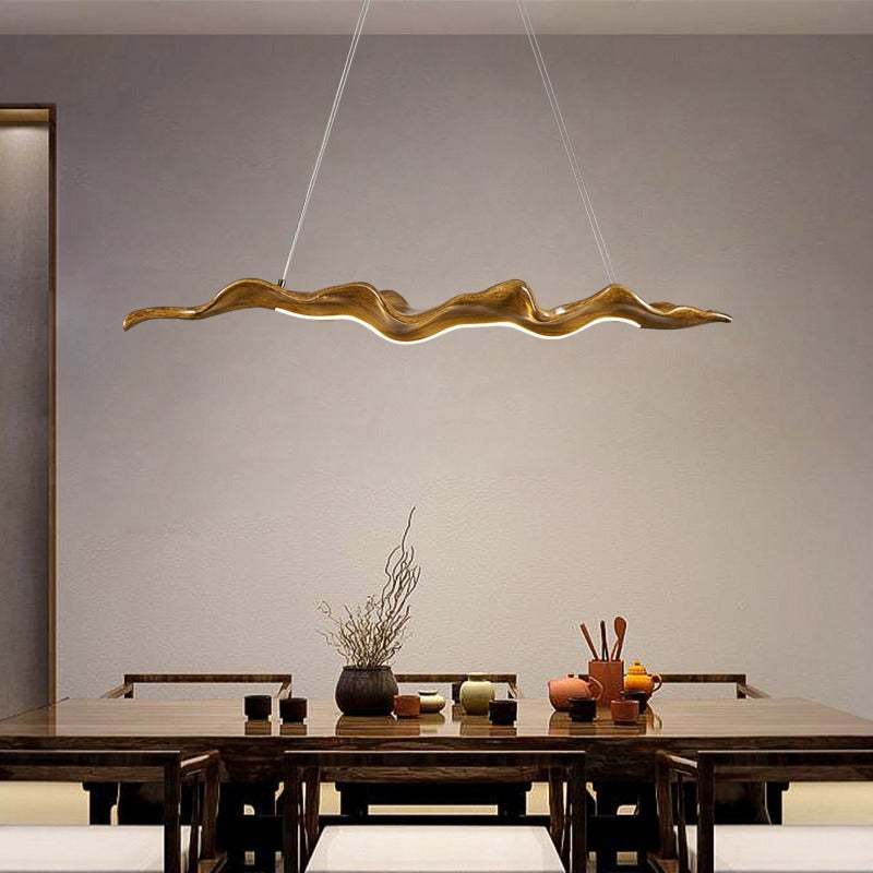 Traditional Japanese Wavey Driftwood LED Chandelier for Dining Room