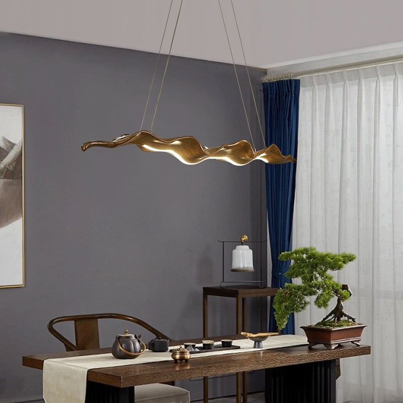 Traditional Japanese Wavey Driftwood LED Chandelier for Dining Room