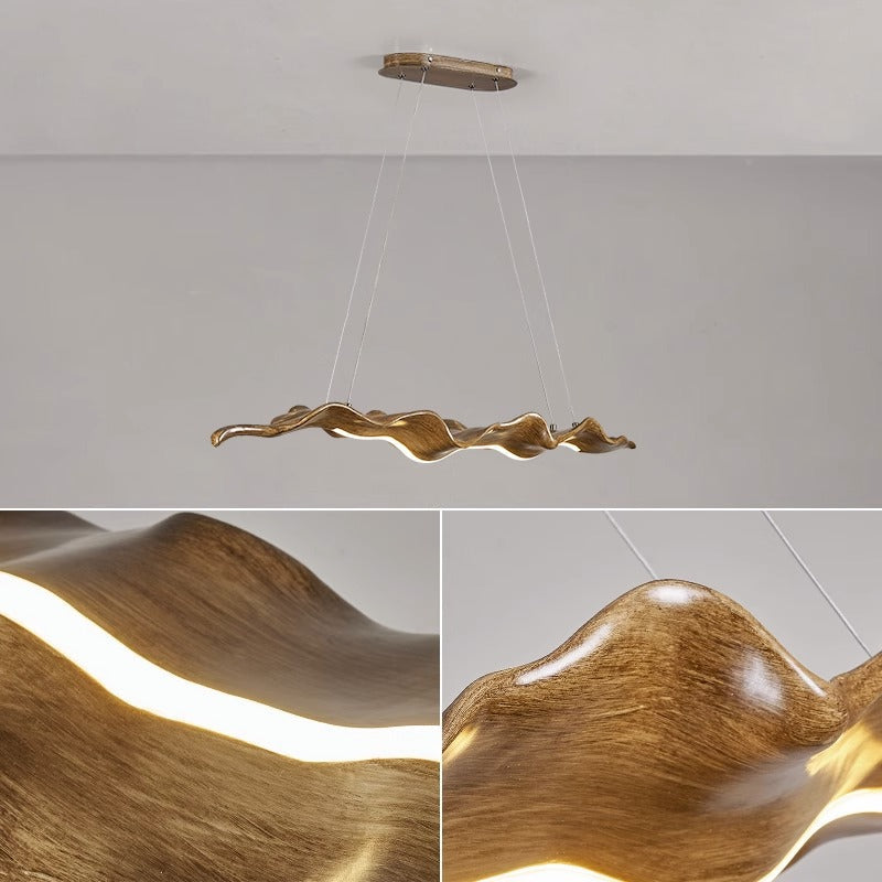 Traditional Japanese Wavey Driftwood LED Chandelier for Dining Room