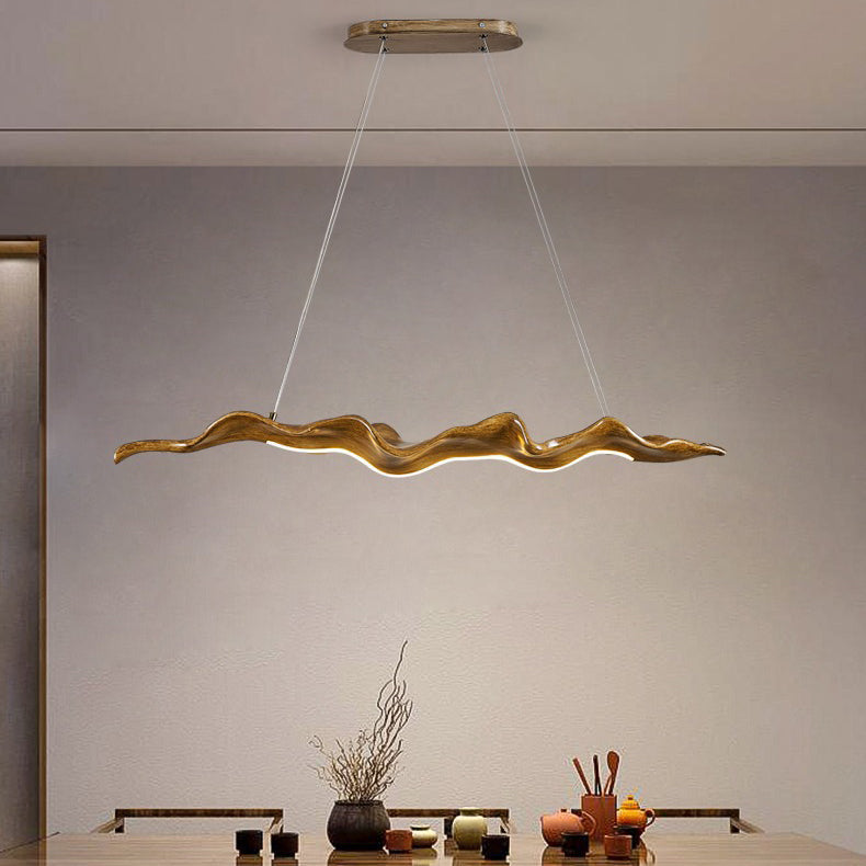 Traditional Japanese Wavey Driftwood LED Chandelier for Dining Room