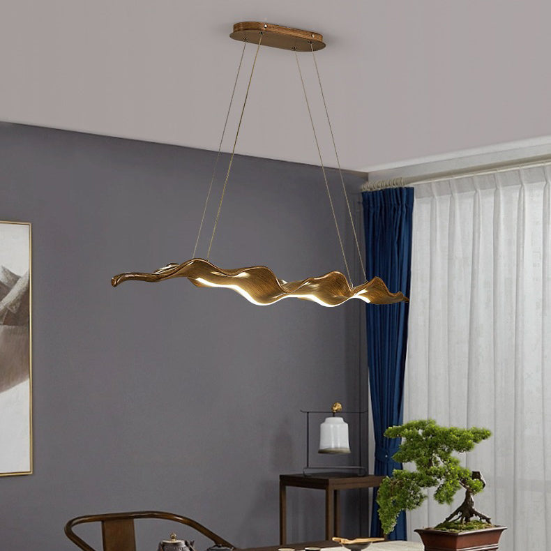 Traditional Japanese Wavey Driftwood LED Chandelier for Dining Room
