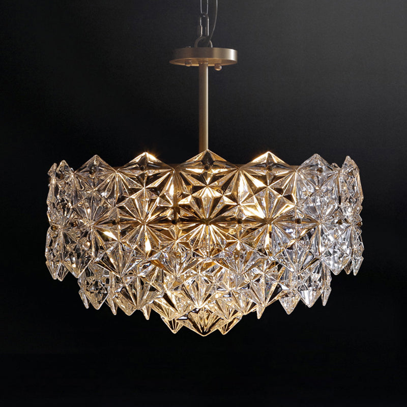 Elegant Brass and Crystal Snowflake Chandelier for Bedroom Lighting